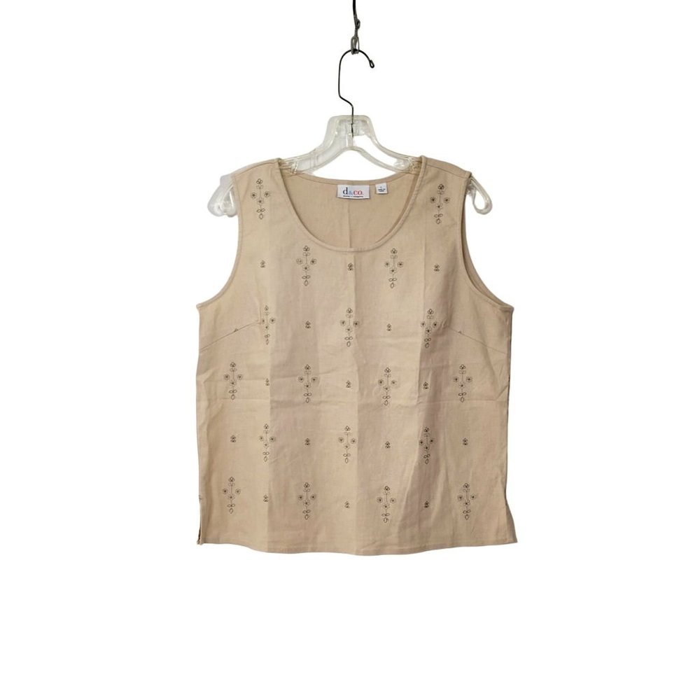 D & Co. Two Piece Embroidered Linen Blend Tank Top and Blouse Set NWT - Picture 4 of 8